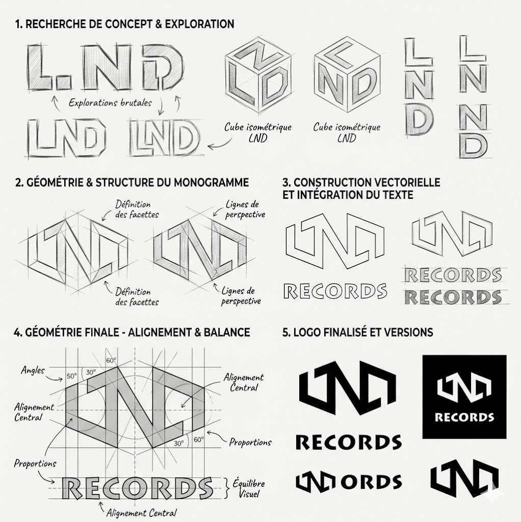 Esquisse logo LND Records